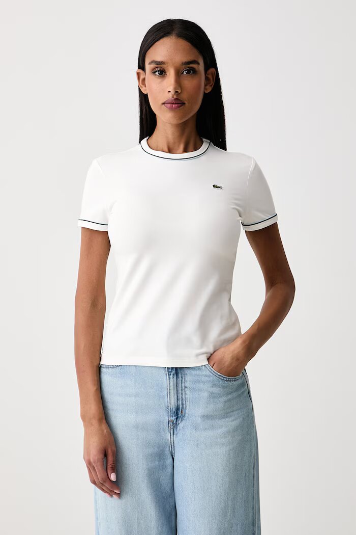 Lacoste тениска дамска с памук бежова TF5289