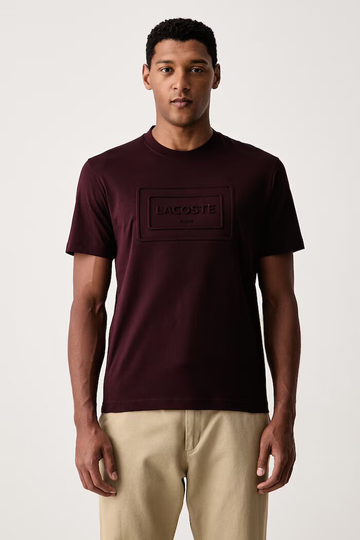 Lacoste тениска мъжка от памук бордо TH0794