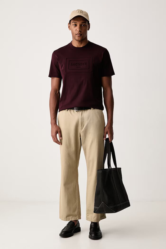 Lacoste тениска мъжка от памук бордо TH0794