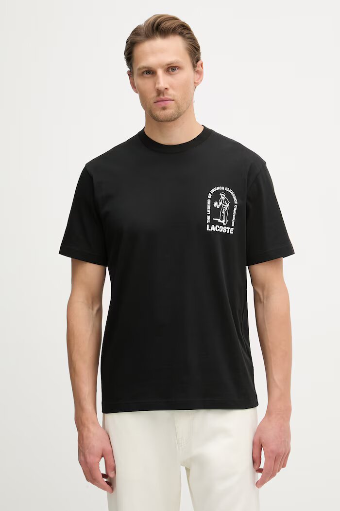 Lacoste тениска мъжка от памук черна TH1433