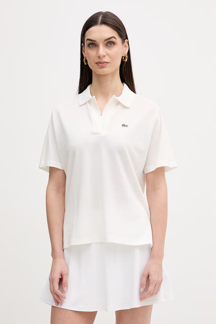 Lacoste Тениска с яка дамска в бяло PF1123