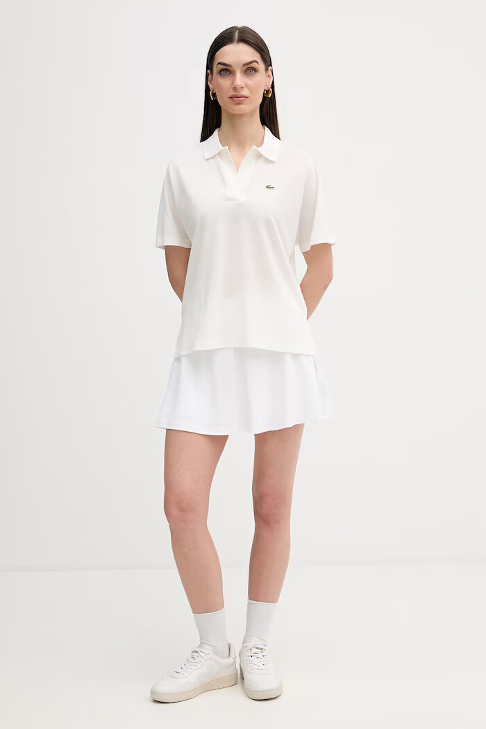 Lacoste Тениска с яка дамска в бяло PF1123