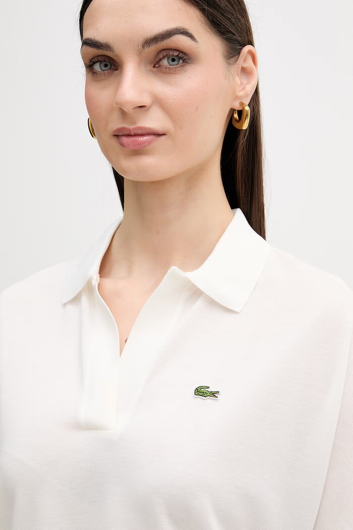 Lacoste Тениска с яка дамска в бяло PF1123