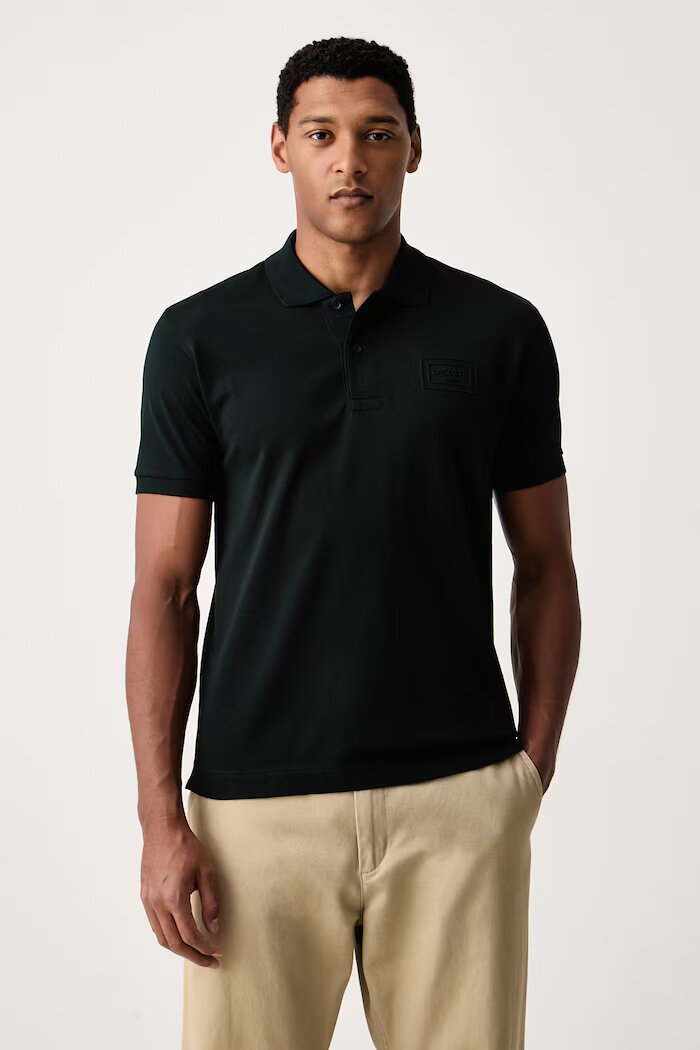 Lacoste тениска с яка мъжка от памук зелена PH0752
