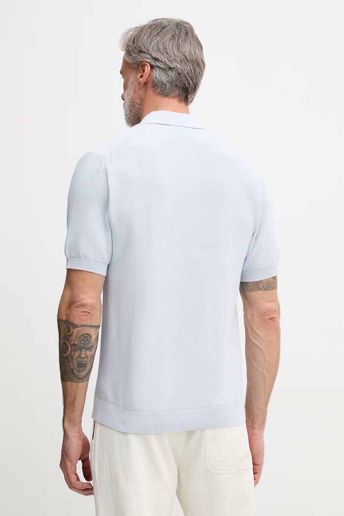 Lacoste тениска с яка мъжка памучна синя AH1043