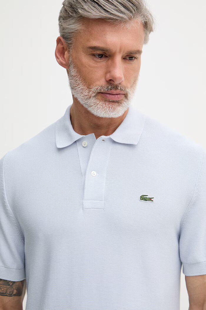 Lacoste тениска с яка мъжка памучна синя AH1043
