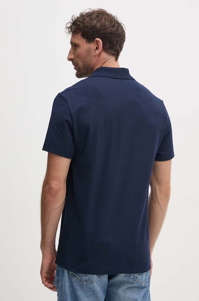Lacoste тениска с яка мъжка с памук тъмносиня DH5522