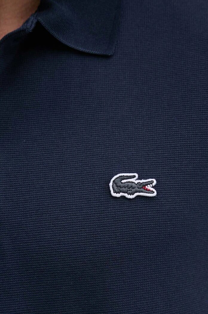 Lacoste тениска с яка мъжка с памук тъмносиня DH5522