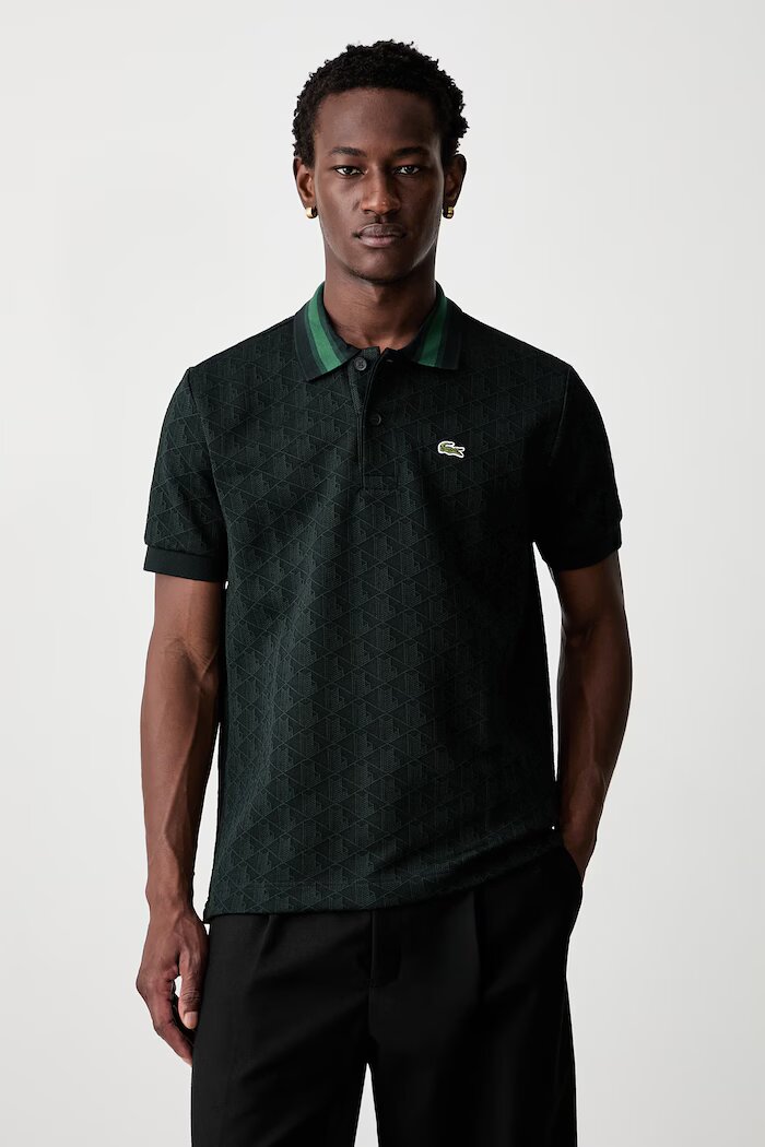 Lacoste тениска с яка мъжка зелена DH1417