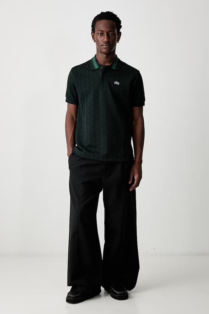 Lacoste тениска с яка мъжка зелена DH1417