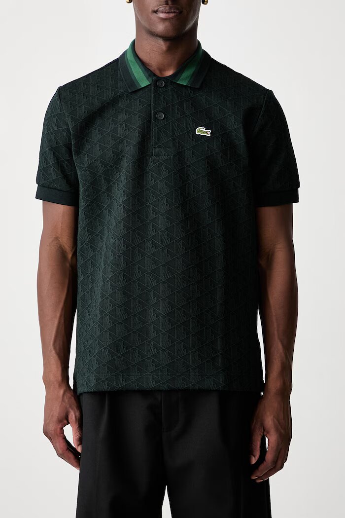 Lacoste тениска с яка мъжка зелена DH1417