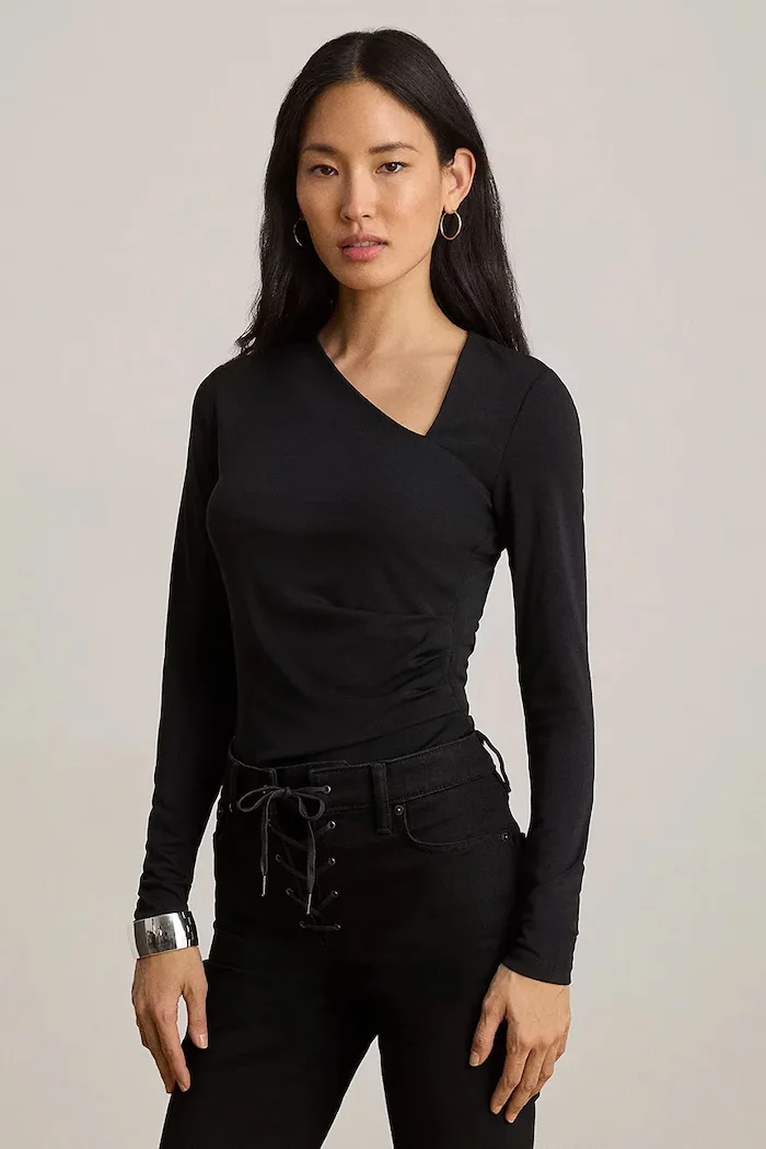 Lauren Ralph Lauren блуза с дълги ръкави дамска черна 200P13936