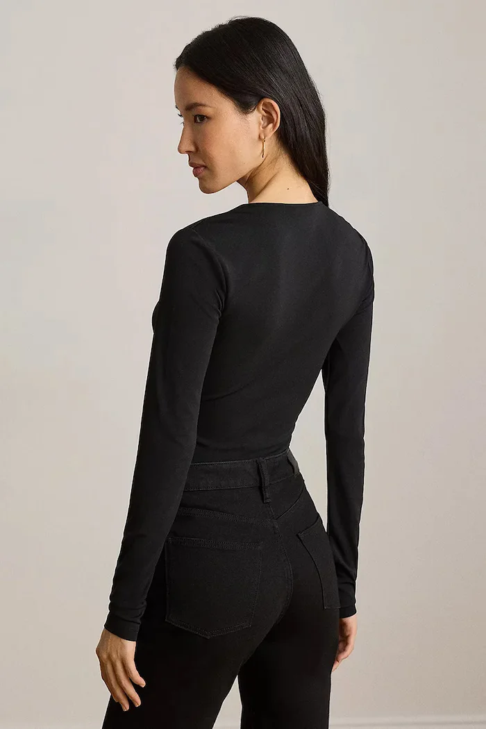 Lauren Ralph Lauren блуза с дълги ръкави дамска черна 200P13936