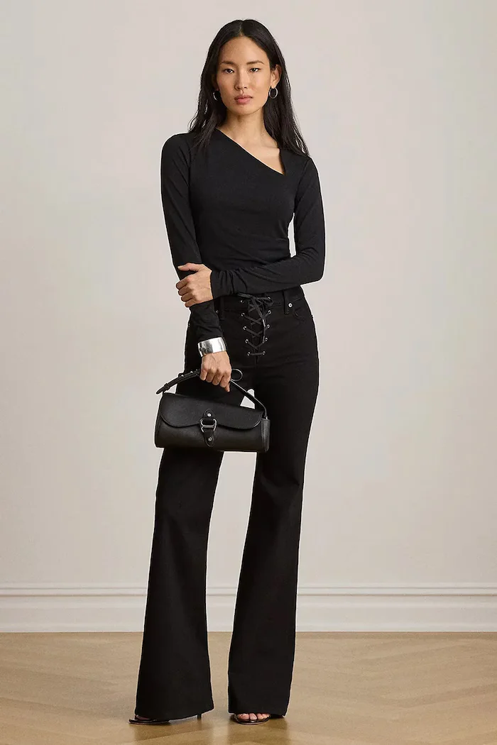 Lauren Ralph Lauren блуза с дълги ръкави дамска черна 200P13936