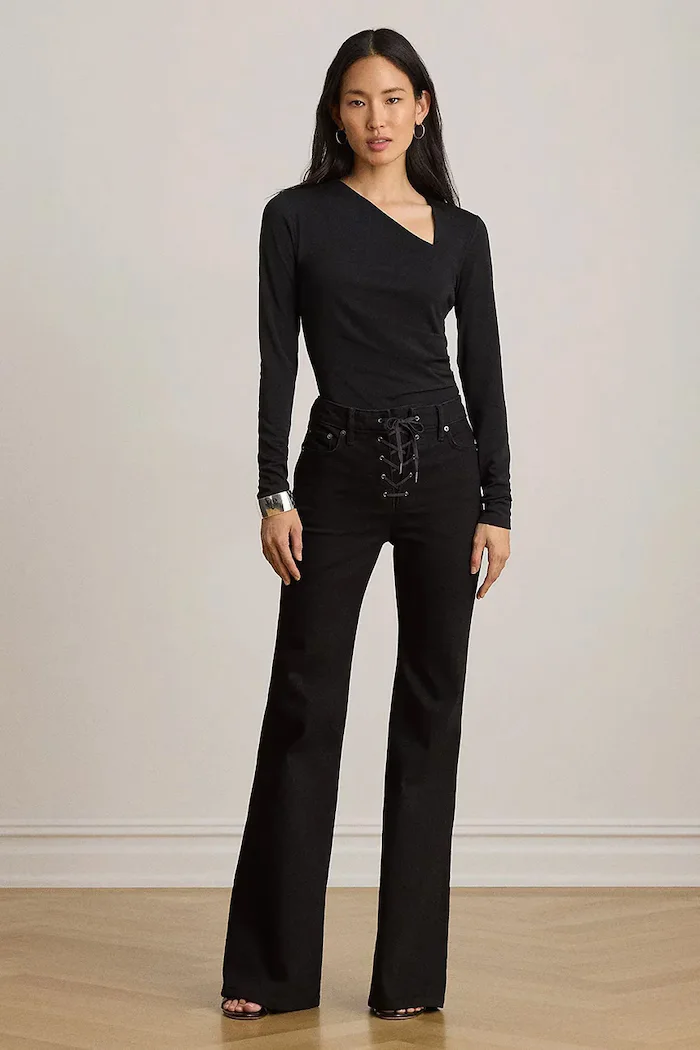 Lauren Ralph Lauren блуза с дълги ръкави дамска черна 200P13936