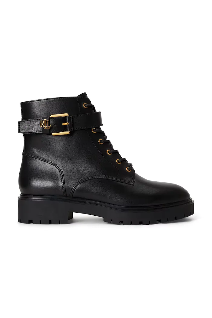 Lauren Ralph Lauren боти челси дамски от кожа Allyson Logo черни 802P12046001