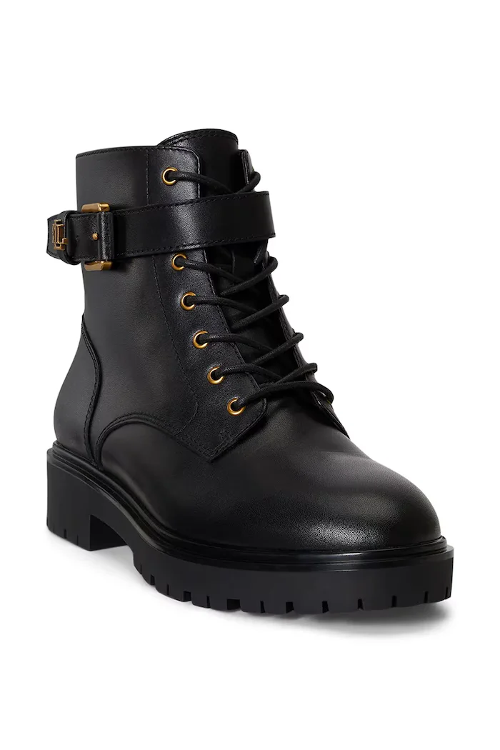 Lauren Ralph Lauren боти челси дамски от кожа Allyson Logo черни 802P12046001
