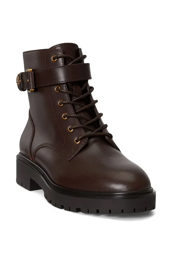 Lauren Ralph Lauren боти челси дамски от кожа Allyson Logo кафяви 802P12046003