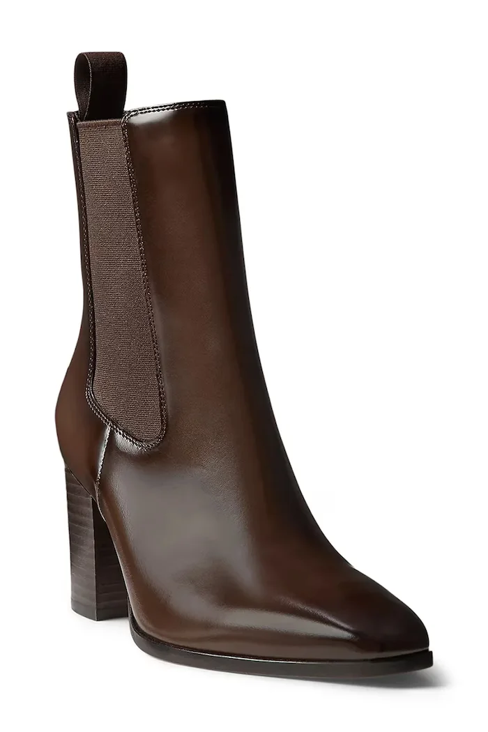 Lauren Ralph Lauren боти челси дамски от кожа Rlyn Bte Hl кафяви 802P12049002