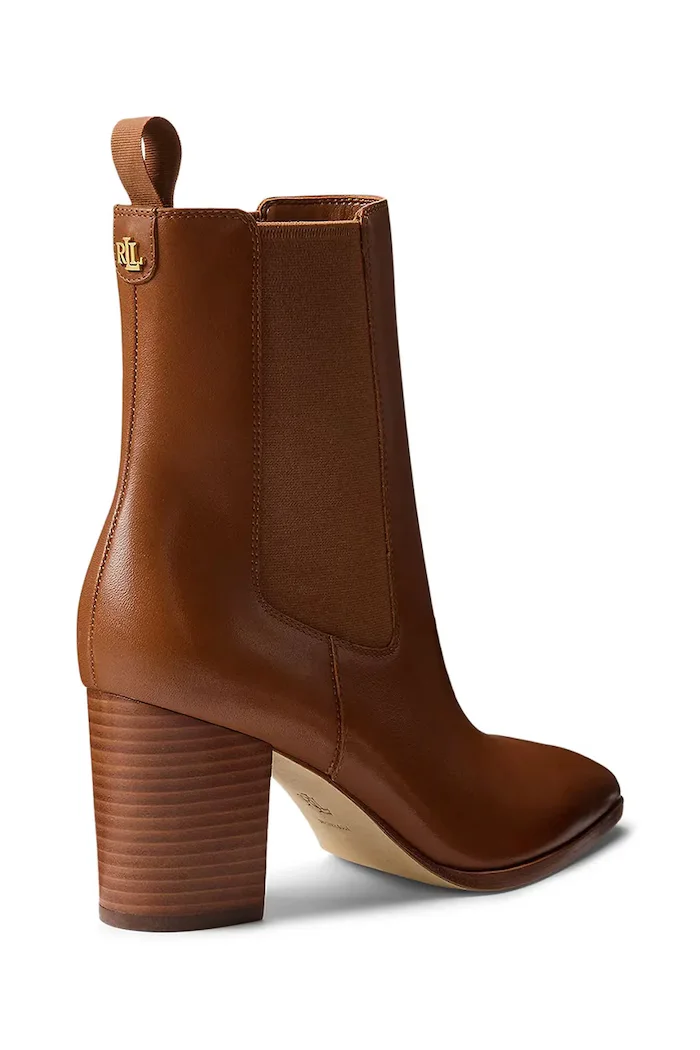 Lauren Ralph Lauren боти челси дамски от кожа Rlyn Bte Hl кафяви 802P15661001