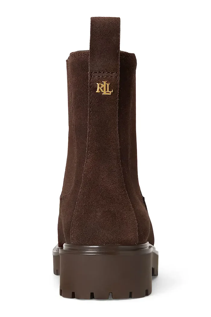 Lauren Ralph Lauren боти челси дамски от велур Allyson кафяви 802974477004