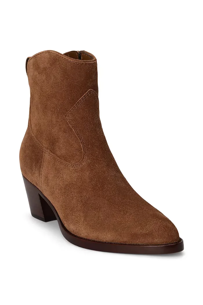 Lauren Ralph Lauren боти дамски от велур Harpher кафяви 802974389002