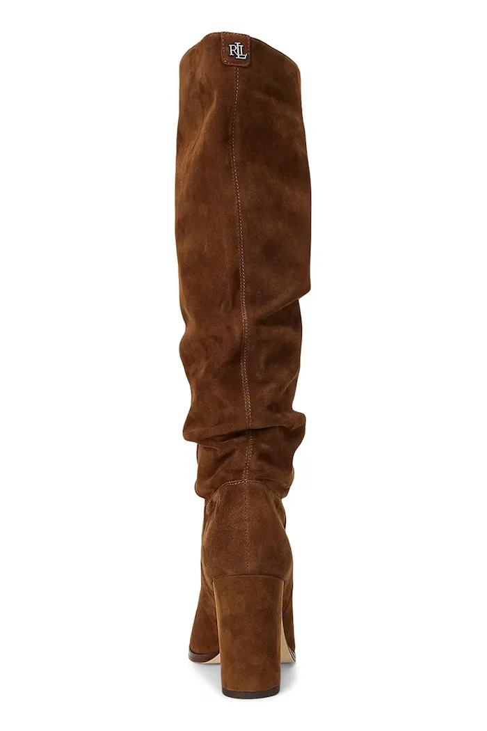 Lauren Ralph Lauren Ботуши Artizan Tall в кафяво с дебел ток 802937807002