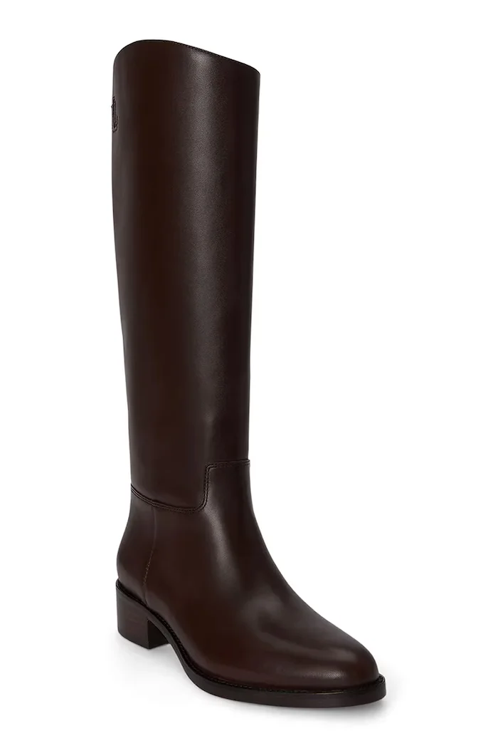 Lauren Ralph Lauren ботуши под коляното дамски от кожа Kyle кафяви 802P12995003