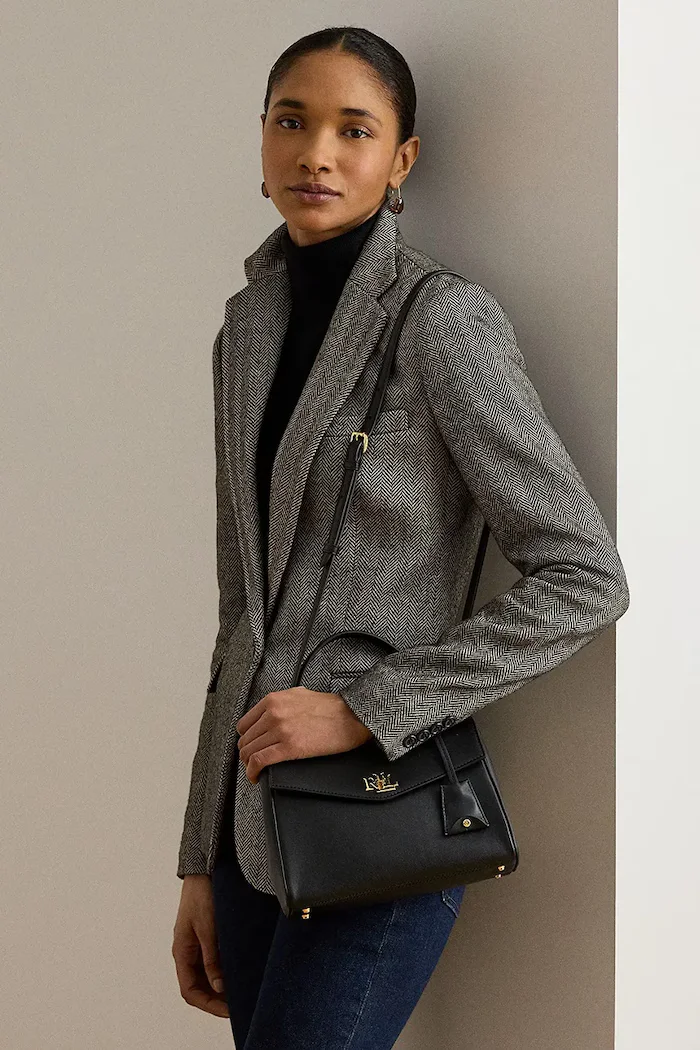 Lauren Ralph Lauren чанта crossbody дамска от кожа черна 431P15611