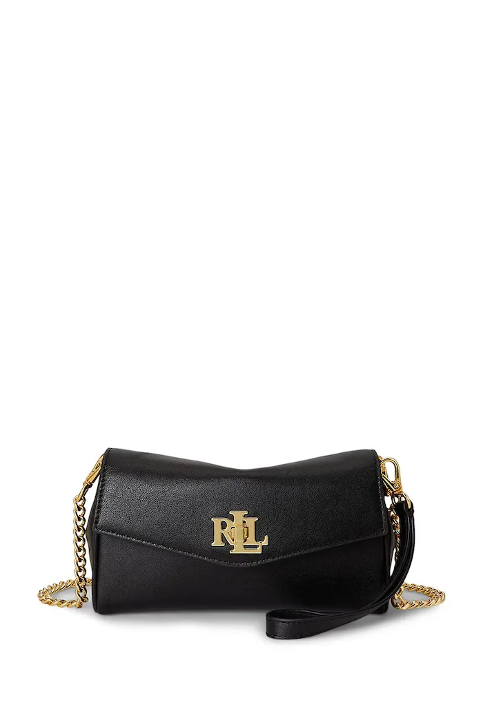 Lauren Ralph Lauren чанта crossbody дамска от кожа черна 432P11743