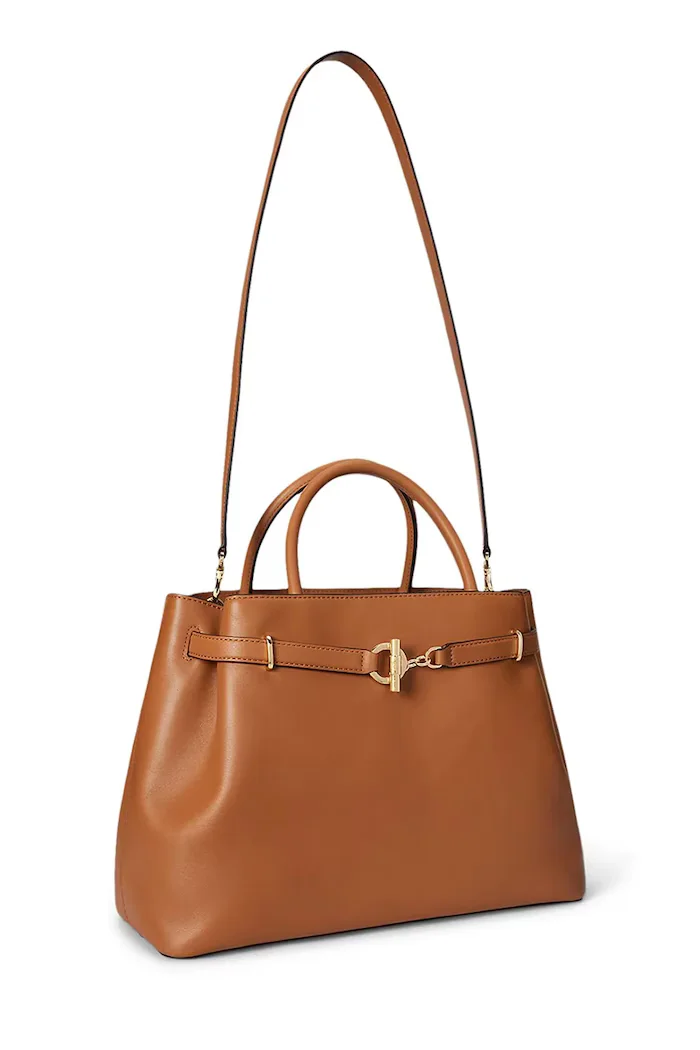 Lauren Ralph Lauren чанта crossbody дамска от кожа кафява 431P03417