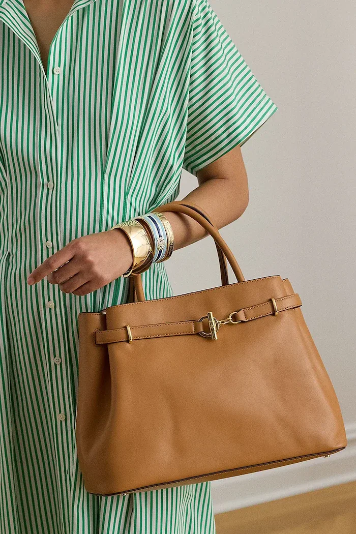 Lauren Ralph Lauren чанта crossbody дамска от кожа кафява 431P03417