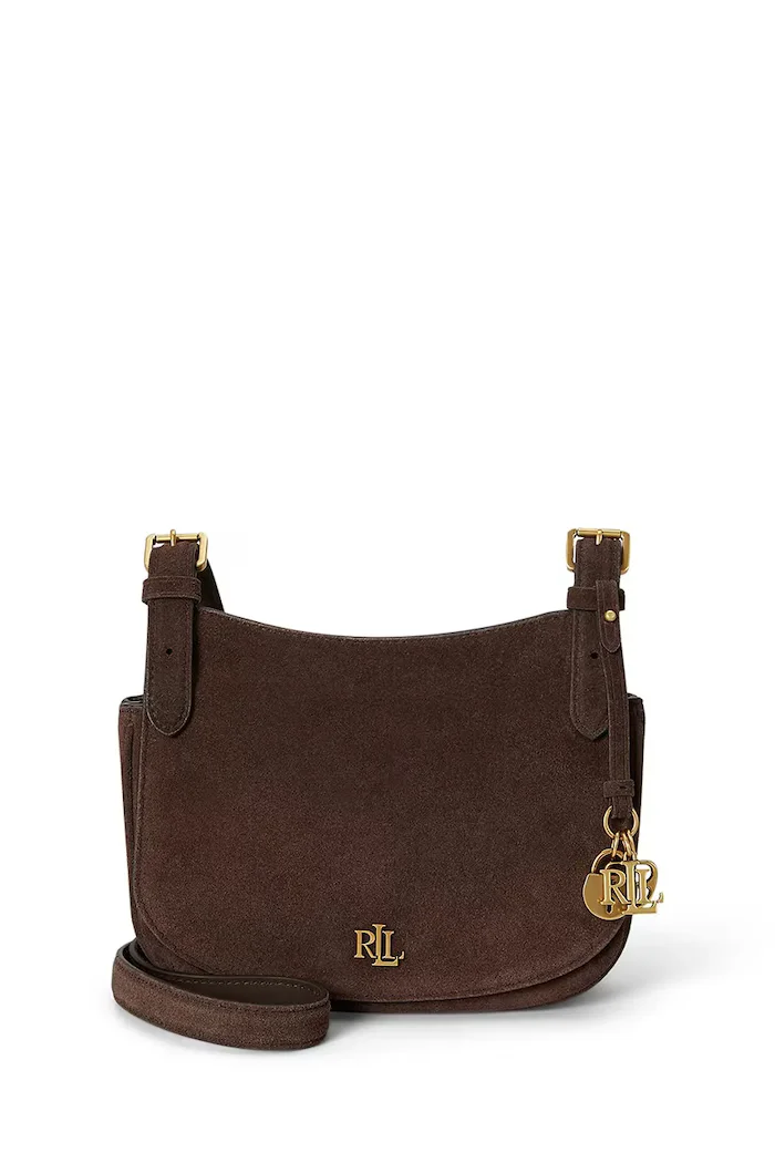 Lauren Ralph Lauren чанта crossbody дамска от велур кафява 431P15642