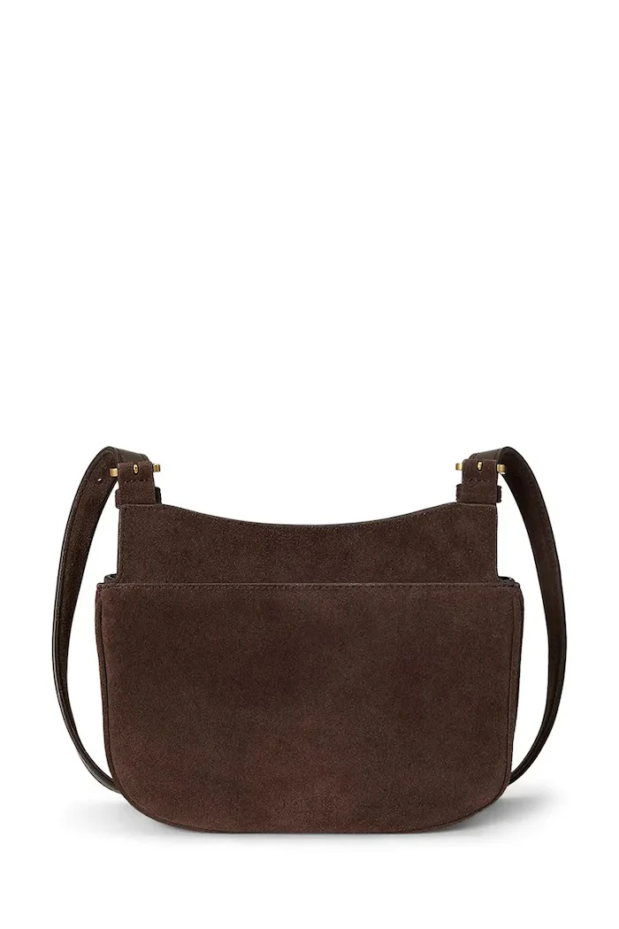 Lauren Ralph Lauren чанта crossbody дамска от велур кафява 431P15642