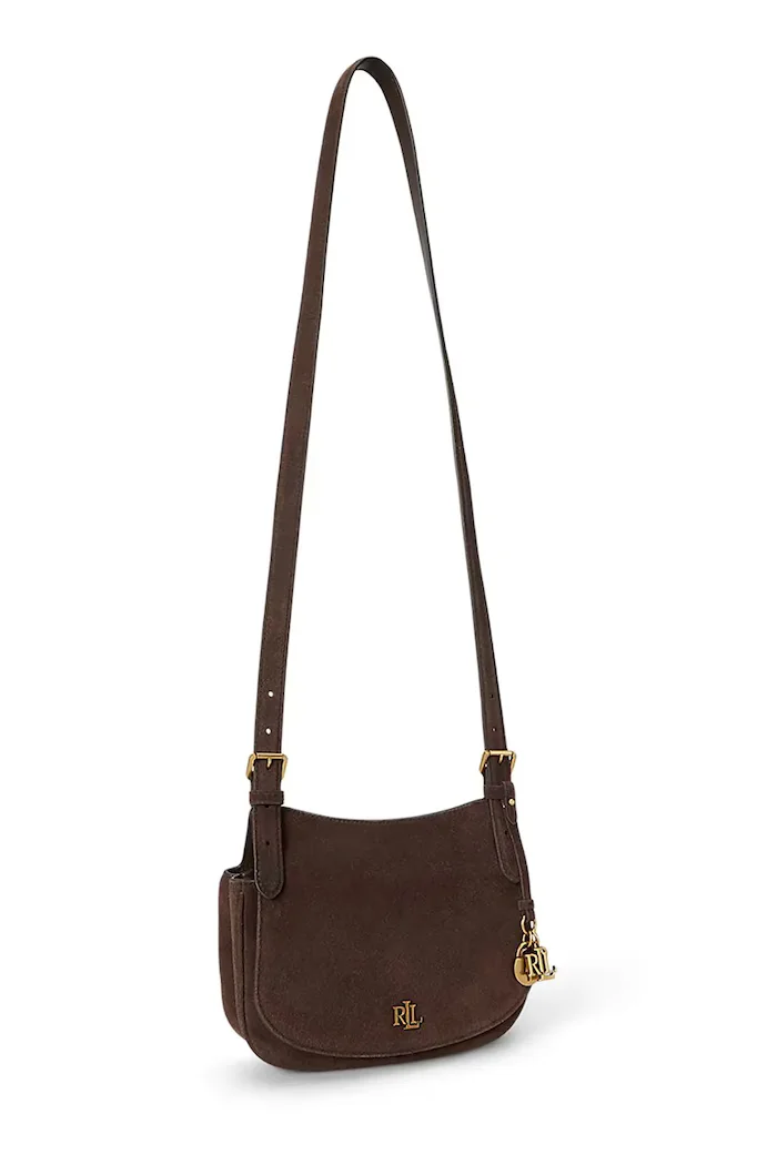Lauren Ralph Lauren чанта crossbody дамска от велур кафява 431P15642