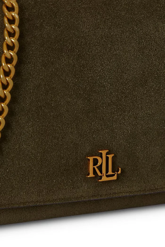 Lauren Ralph Lauren чанта crossbody дамска от велур зелена 432P15691