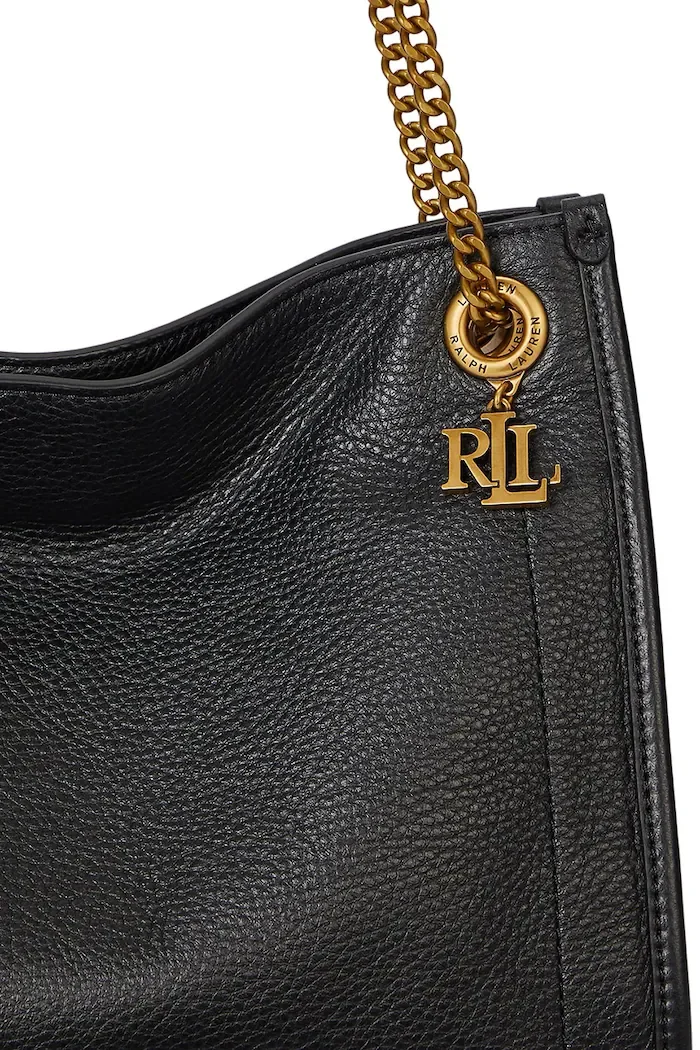 Lauren Ralph Lauren чанта дамска от кожа черна 431980173