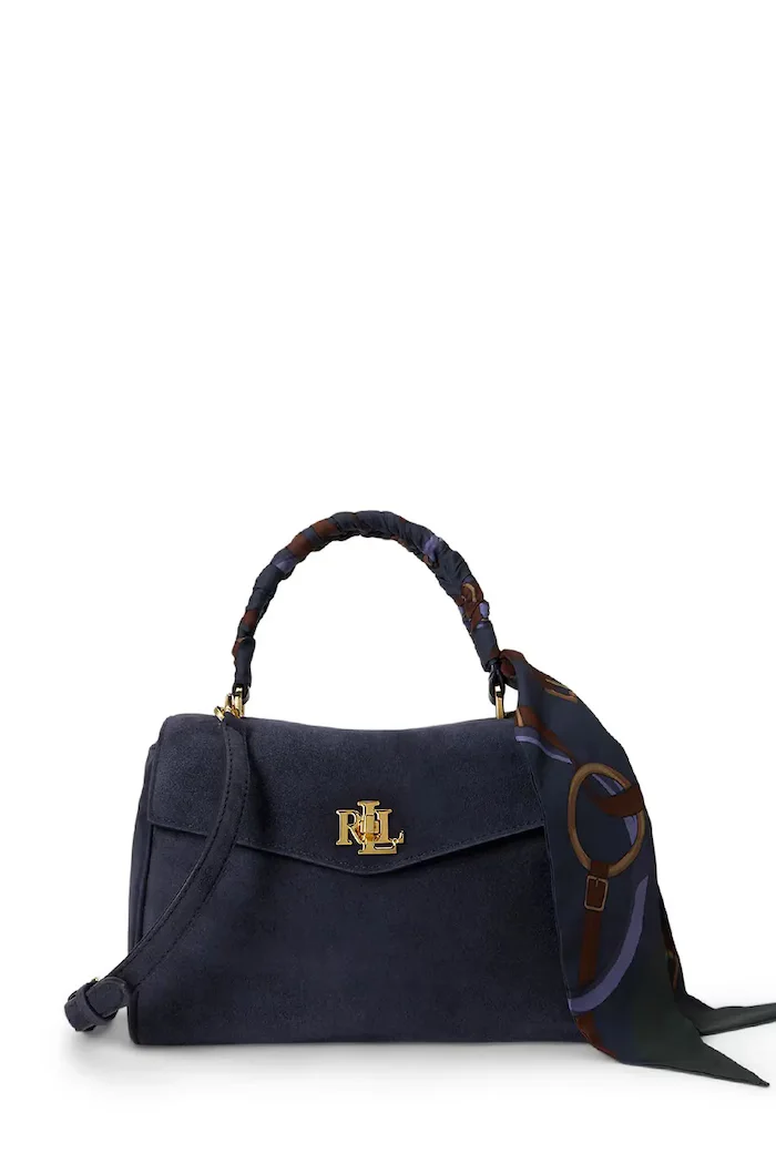 Lauren Ralph Lauren чанта дамска от велур тъмносиня 431P18421