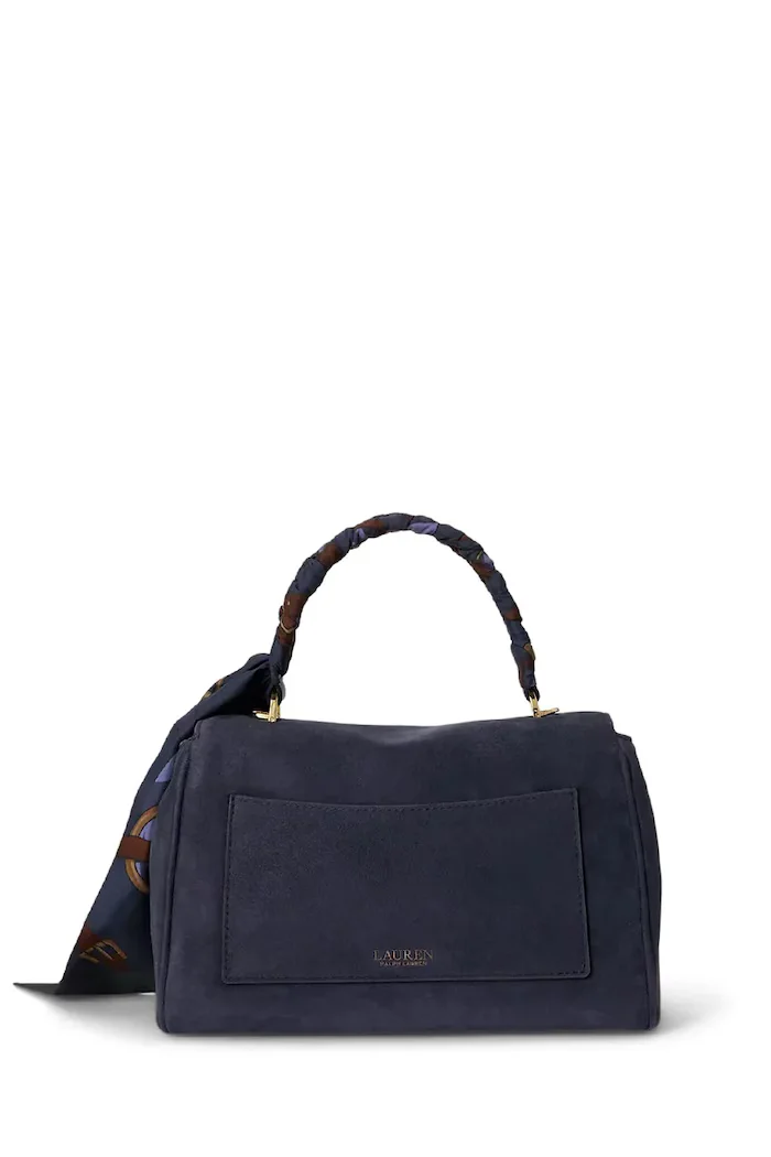 Lauren Ralph Lauren чанта дамска от велур тъмносиня 431P18421