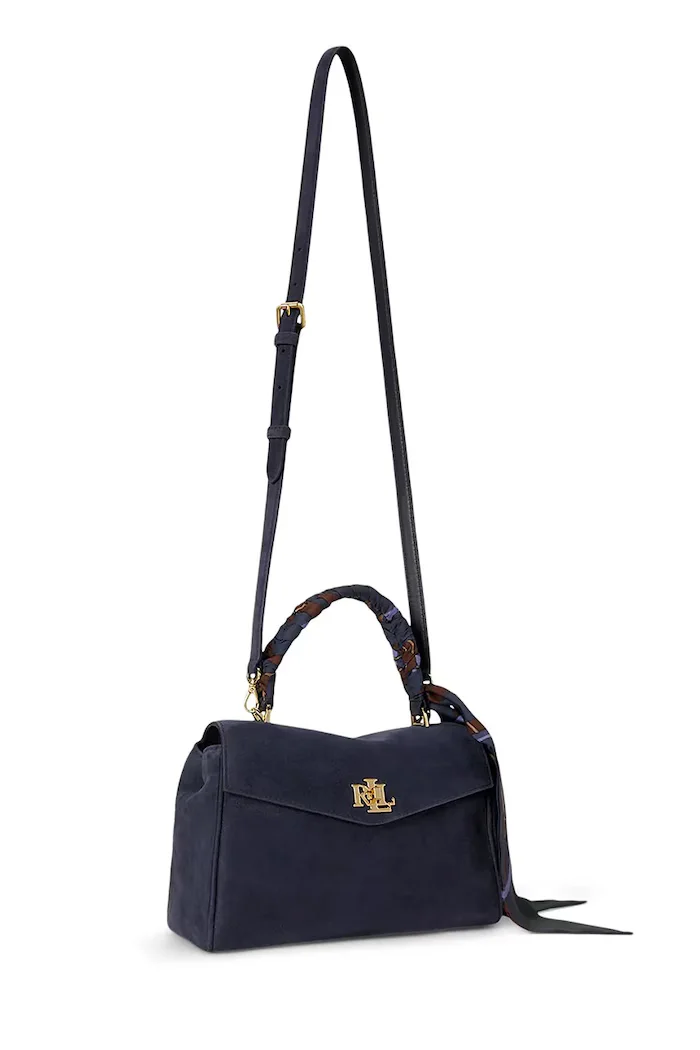 Lauren Ralph Lauren чанта дамска от велур тъмносиня 431P18421