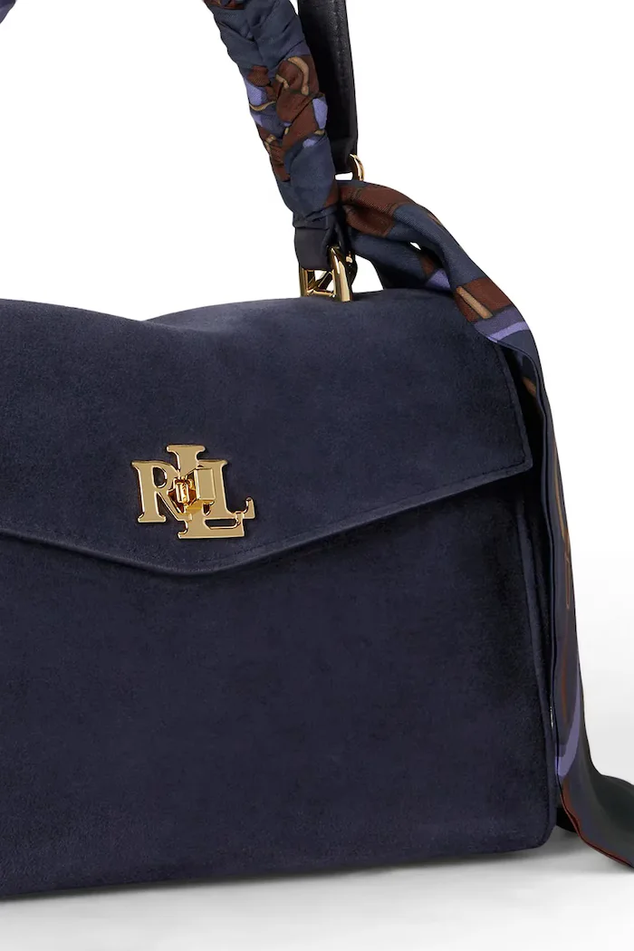 Lauren Ralph Lauren чанта дамска от велур тъмносиня 431P18421