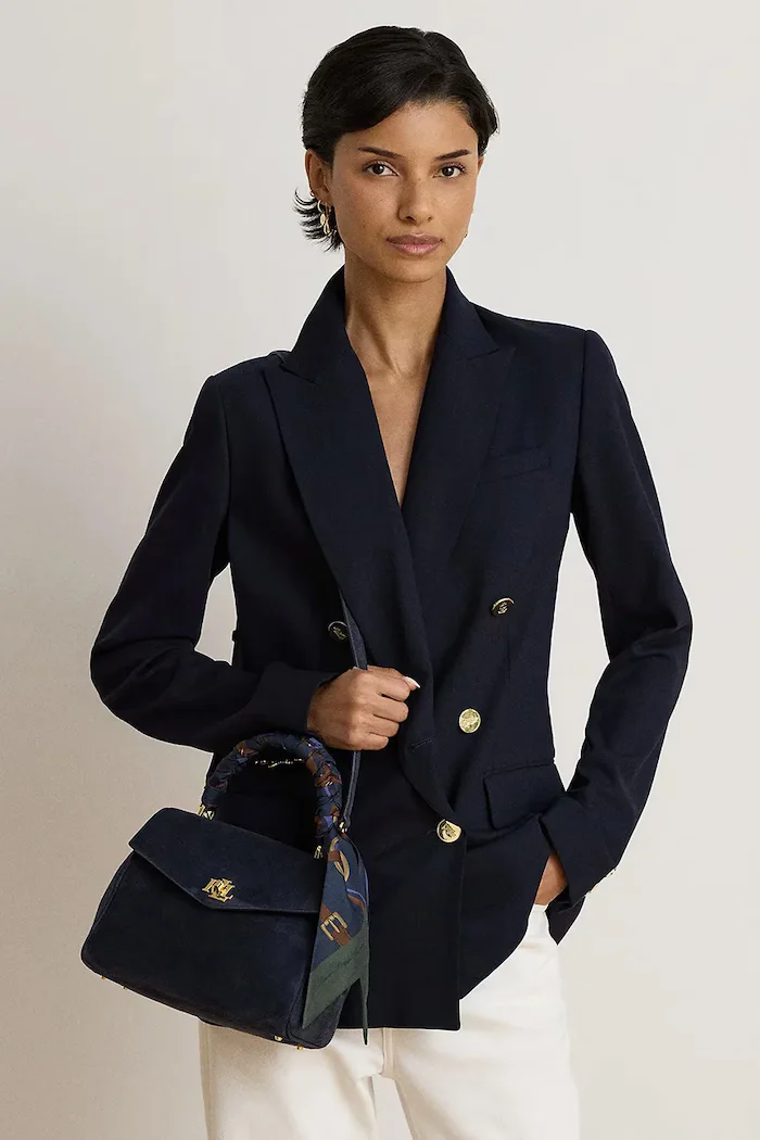 Lauren Ralph Lauren чанта дамска от велур тъмносиня 431P18421