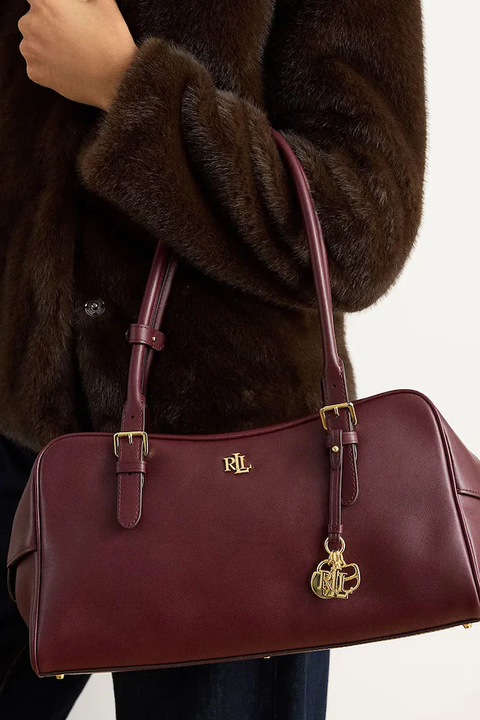 Lauren Ralph Lauren чанта тип багета дамска от кожа бордо 431P06068