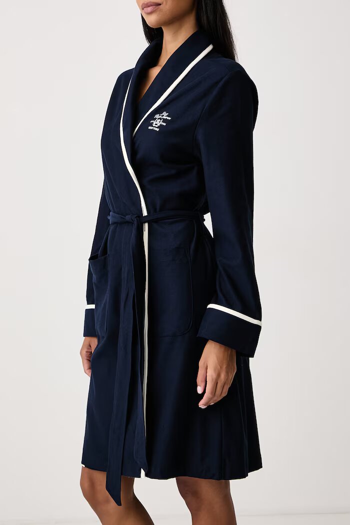 Lauren Ralph Lauren халат дамски от памук тъмносин ILN42568