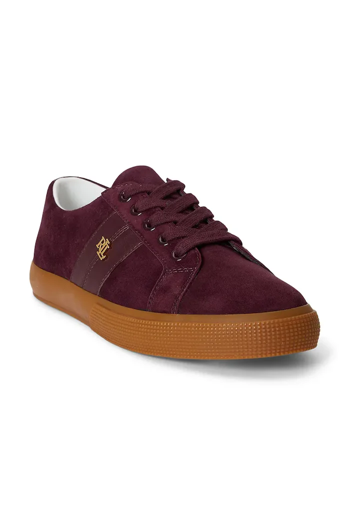 Lauren Ralph Lauren Janson II маратонки дамски от велур бордо 802868344010
