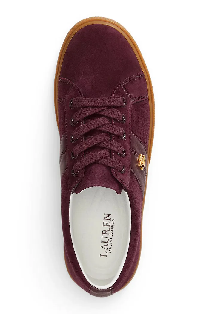Lauren Ralph Lauren Janson II маратонки дамски от велур бордо 802868344010