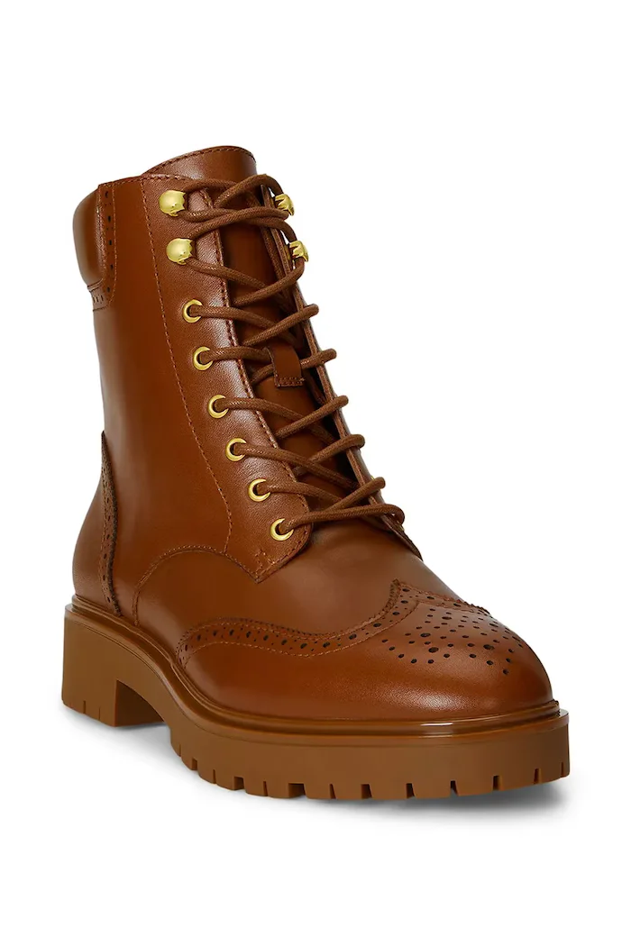 Lauren Ralph Lauren Кожени боти Alysn Lup Pr в кафяво с равна подметка 802977885001