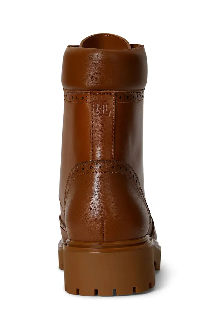 Lauren Ralph Lauren Кожени боти Alysn Lup Pr в кафяво с равна подметка 802977885001