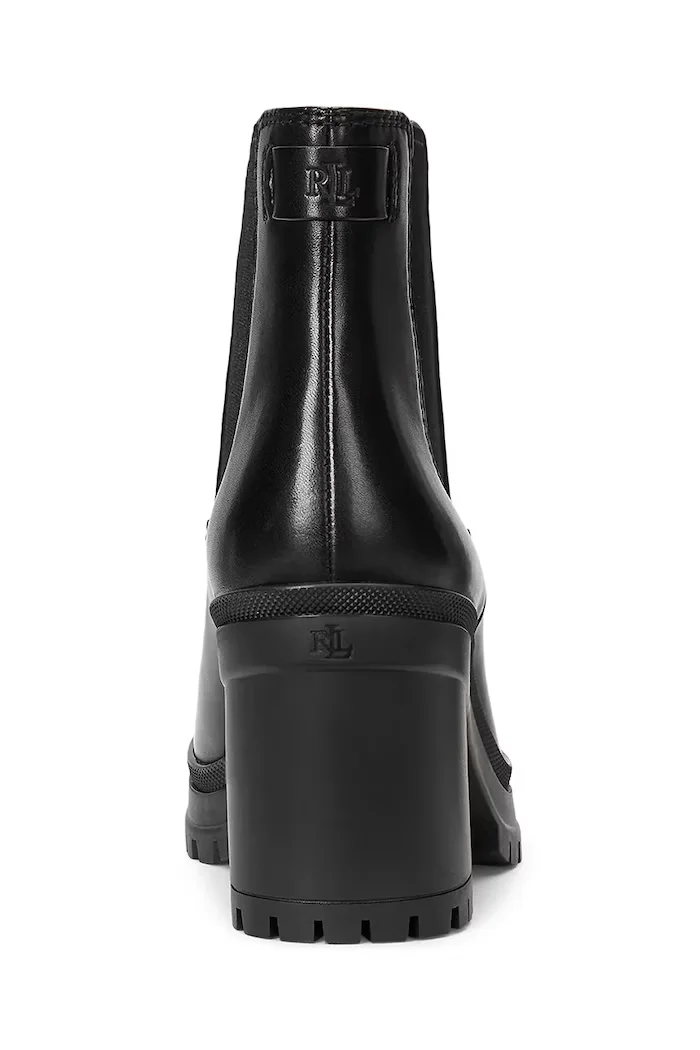 Lauren Ralph Lauren Кожени боти челси Cailie в черно с дебел ток 802937825001