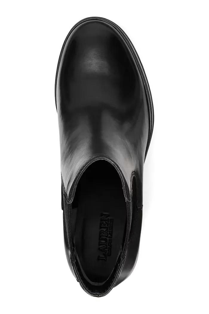 Lauren Ralph Lauren Кожени боти челси Cailie в черно с дебел ток 802937825001